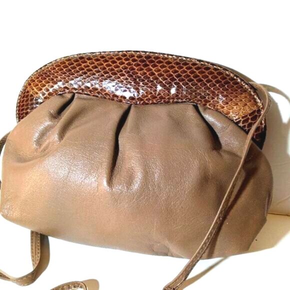 Vintage Small Brown Leather Made in Japaan Clutch Bag 7X9 - Picture 4 of 9